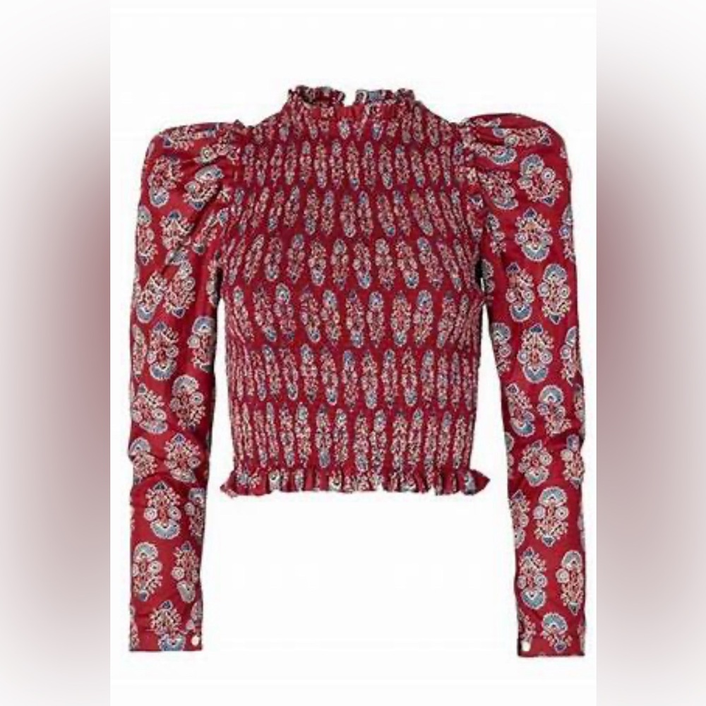 Alix of Bohemia Emma Burgandy Smock Top size S